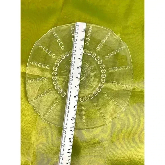 VTG Clear Pressed Glass Dots Bubbles 11" Rounded Square Dinner Plate - Picture 3 of 9